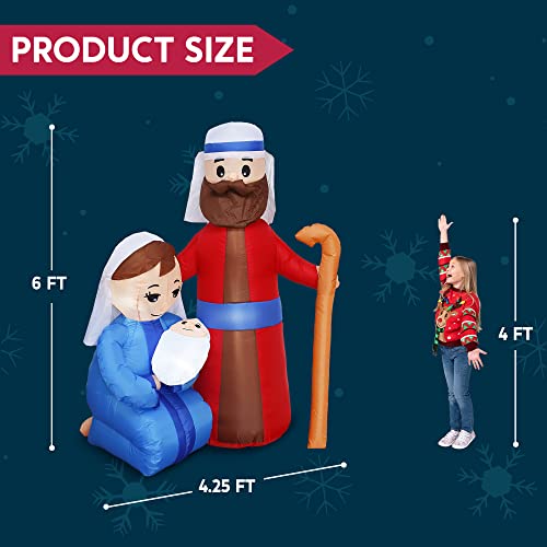 6 FT Christmas Inflatable Nativity Scene with LED Lights Indoor Outdoor Yard Decor