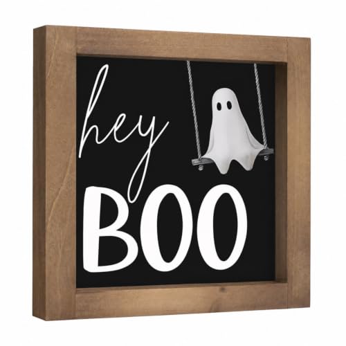 Halloween Ghost Sign - Hey Boo Wall Decor Tiered Tray Black-8