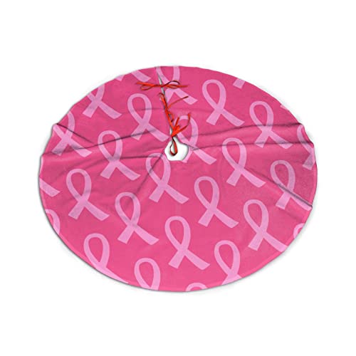 Pink Ribbon Christmas Tree Skirt 48 Inches - Holiday Decor, Gift Cover
