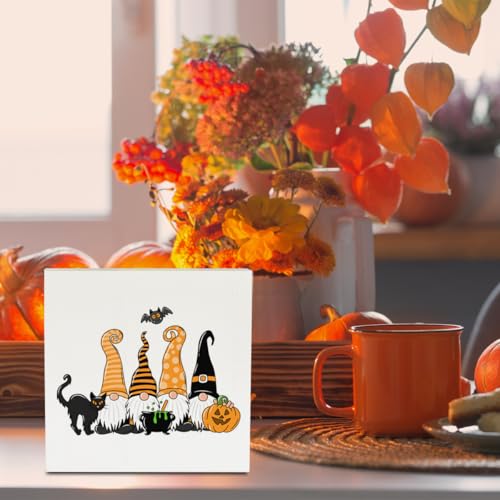 Rustic Fall Wooden Sign Decor - Gnome Pumpkin Halloween Home Office Bedroom Accent