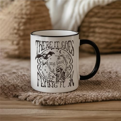 Halloween Skeleton Skull Mug - Spooky Dark Humor Ceramic Coffee Cup 11oz
