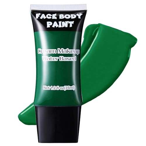 Green Face Paint Kit - Cream Water-Based Body & Stage Makeup for Halloween & Costume Looks