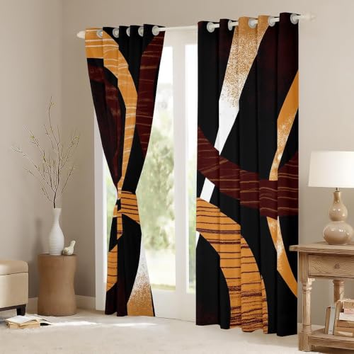 Castle Fairy Geometric Blackout Curtains 42x84 Inches - Pack of 2, Black, Red, Yellow, Circle Variation 11