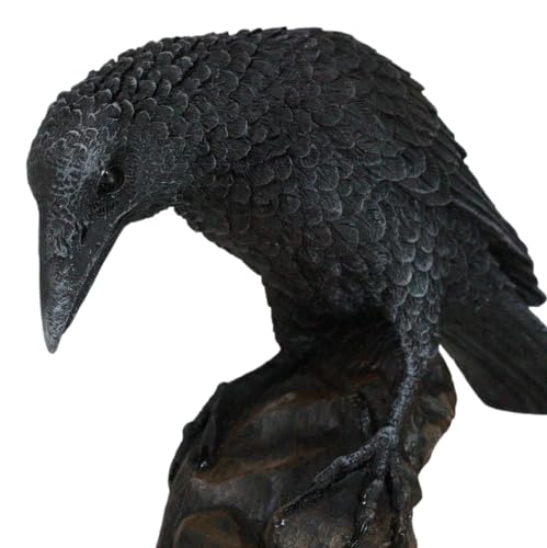 Gothic Raven Sculpture Figurine - Edgar Poe Inspired Bird Decor, 5 Inch