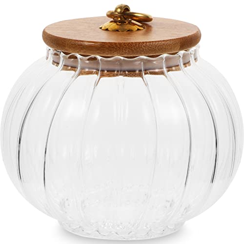 Glass Pumpkin Candy Jar with Lid 28Oz Food Storage Container for Halloween Christmas