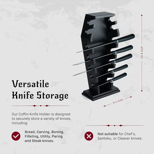 Gothic Coffin Knife Holder with 14 Magnets - Halloween Kitchen Decor