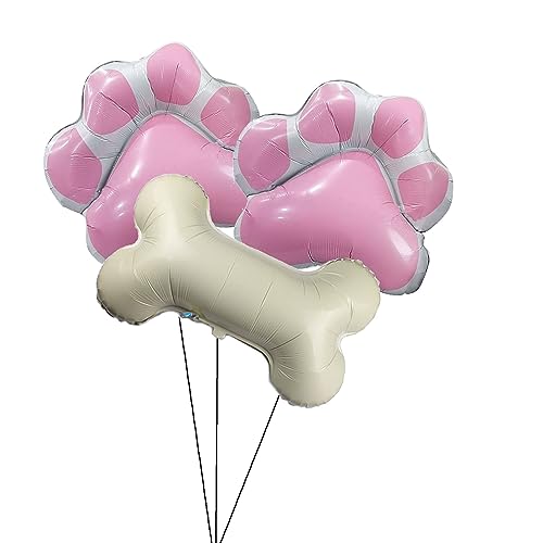 Pink Dog Party Balloons Set with Paw & Bone Shapes - Pet & Baby Shower Decor