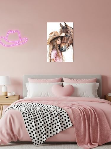 Western Cowgirl Wall Art Canvas Print - Nursery Bedroom Decor 12x18 Variation of B-Cowgirl Horse