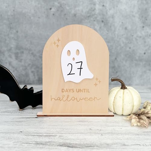 Halloween Countdown Wooden Sign - Reusable Spooky 3D Decor for Indoor Halloween Parties