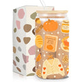16oz Halloween Pumpkin Spice Iced Coffee Cup with Lid & Straw - Fall Gift, Autumn Drinkware
