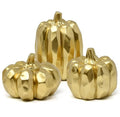 Gold Pumpkin Decor Set - Fall Thanksgiving Table Centerpieces, 3 Pcs