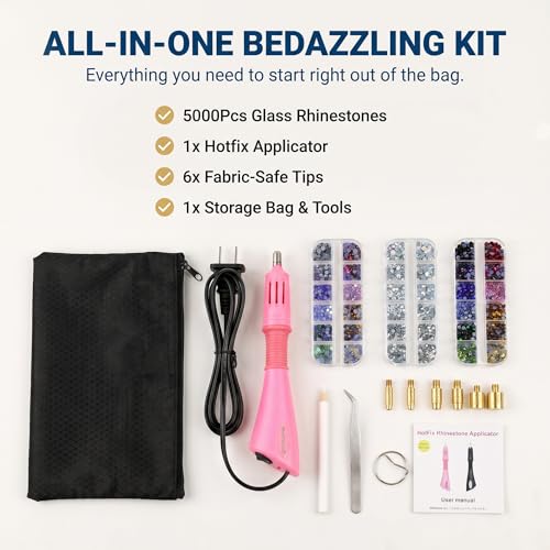 Hotfix Rhinestone Applicator Kit with 5000 Crystals for Clothing & Crafts