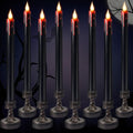Black Flameless Bleeding Taper Candles with Base - Halloween Set, 8 Pack, Blood Variation