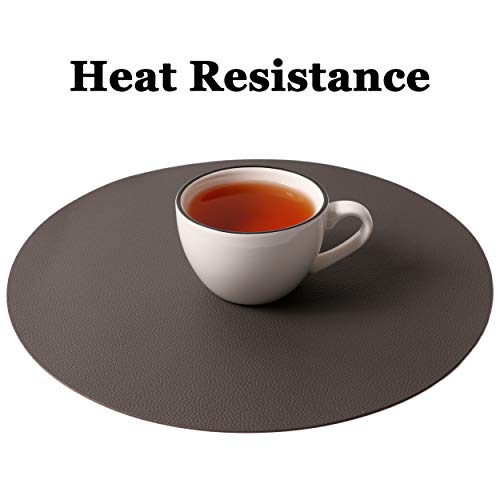 Gray Wipeable Leather Placemats and Coasters Set of 4 Waterproof Heat-Resistant