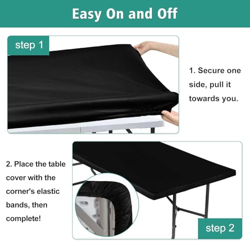 Rectangle Tablecloth for 4ft Folding Tables - Black 30x48 Inches, Pack of 6