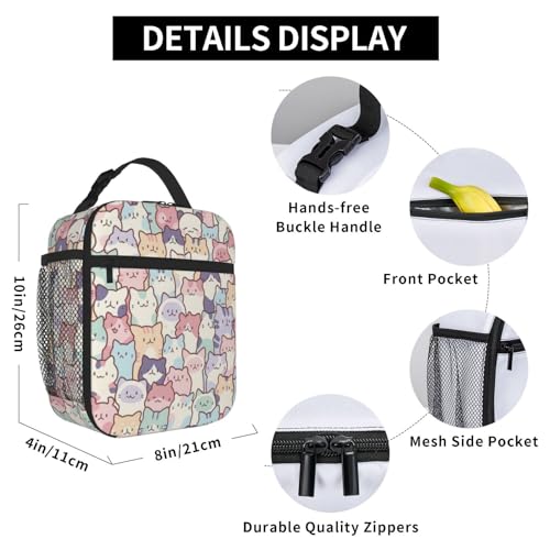 Cute Colorful Cats Insulated Lunch Bag for Kids and Teens - Kids Lunch Box