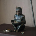 Viking Skeleton Jewelry Ring Holder Stand with Tray - Home Office Decor