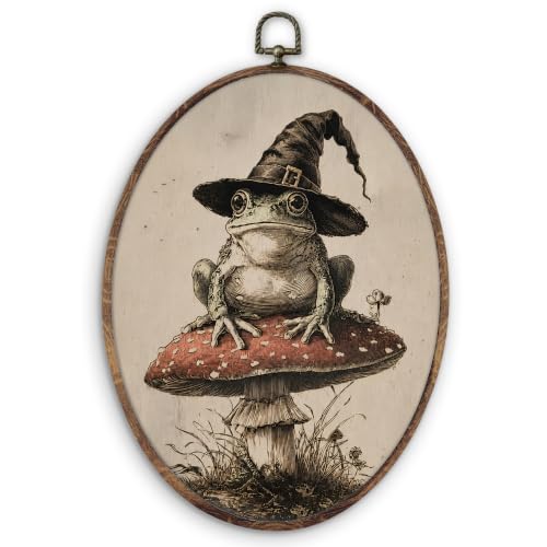 Halloween Witch Frog Mushroom Oval Wall Art Decor - Variation 2