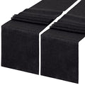 Black Burlap Table Runner 2 Pack 13x84 Inch Rustic Jute Linen - Black / 2 Pieces 13 x 84 Inch