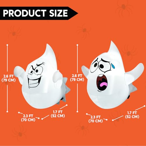Halloween Inflatable Ghost Decoration with LEDs - Silly Ghost Variant, Outdoor & Window Decor