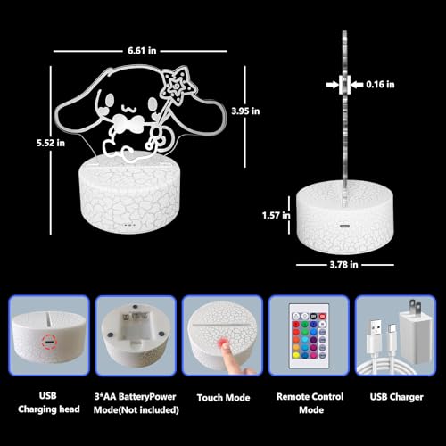 16-Color 3D Illusion Night Light Table Lamp with Touch & Remote Control