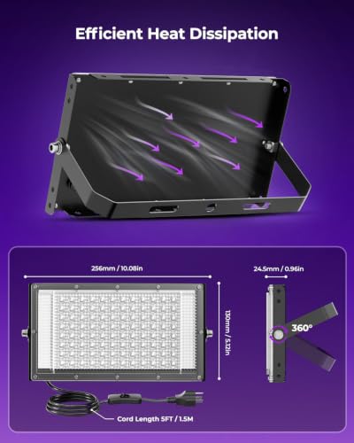 Black Light LED 100W Blacklight for Glow Party Halloween - 4 Pack - Black