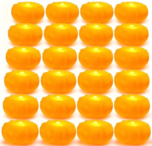 24-Pack Orange Floating Candles for Halloween Water Decor - Water-Activated, Long-Lasting Fall Pool & Table Decorations
