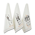 Halloween Skeleton Hand Towels - Spooky Cotton Kitchen Dishcloth Set, 3 Pack, 18x28