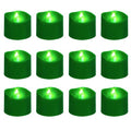 Green Flickering Flame Tea Lights with Auto 6H Timer - Battery Operated, Curved Design