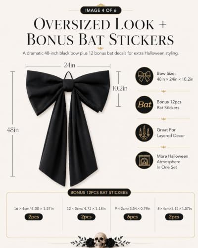 Giant Black Satin Bow Wall Decor for Halloween & Christmas Party Backdrop