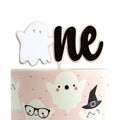 Ghost Cake Topper with Stars and Heart - Halloween First Birthday Decoration - Black & White Variation