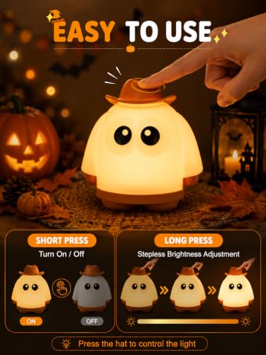 Halloween Ghost Night Light Dimmable Ghost Lamp for Spooky Decor - Yellow Variation