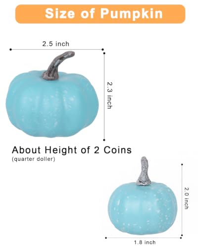 Mini Light Blue Artificial Pumpkins Set - Fall Decor, 30 Pieces, Mixed Sizes