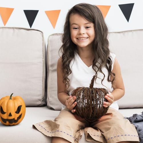 Wicker Pumpkin Decor 21x20cm Fall Harvest Thanksgiving Table Centerpiece