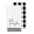 Farmhouse Kitchen Towel Set Black & White 18x28 - Hello Pumpkin & Check