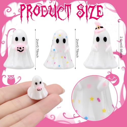Mini Pastel Ghost Figurines Bulk Set - Halloween Decor, 75 Pieces with Variation Ghost