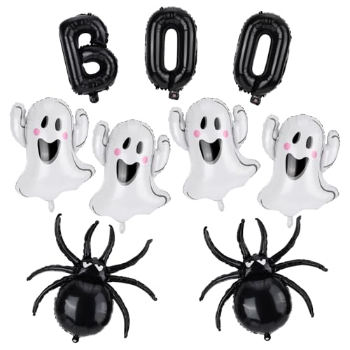 Halloween Ghost & Spider Foil Balloons Set - 9pcs Party Decorations