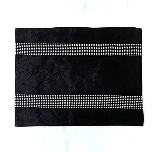 Black Velvet Placemats Set of 4 - Minimalist Diamond Stripe Elegant Dining & Decor