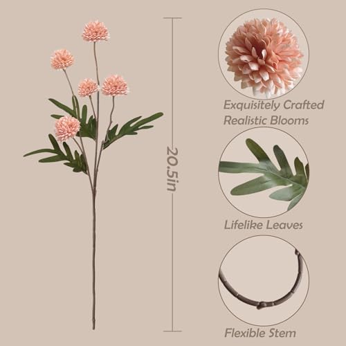 Artificial Mum Flowers with Long Stems - Pink Mixed 10 Pcs Faux Floral Arrangement for Home Decor