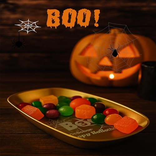 Halloween Candy Dish Set - BOO Spider 3 Pack Serving Trays for Trick-or-Treat