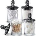 Halloween Glass Storage Jars with Skull Ceramic Lids - 4 Pack Dark Decor