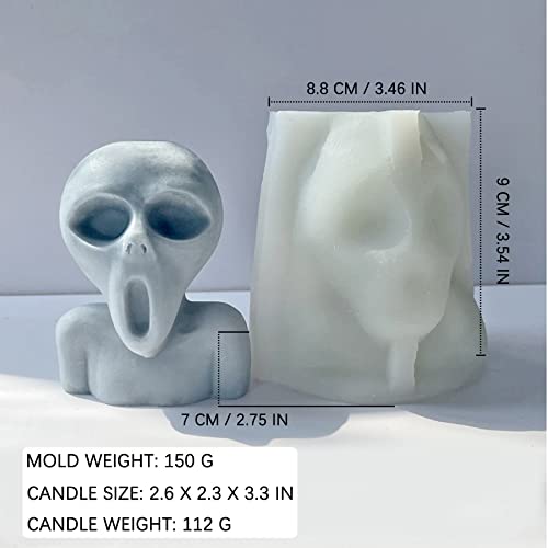 Alien Face Candle Mold Silicone for DIY Halloween Resin Wax Plaster Crafts