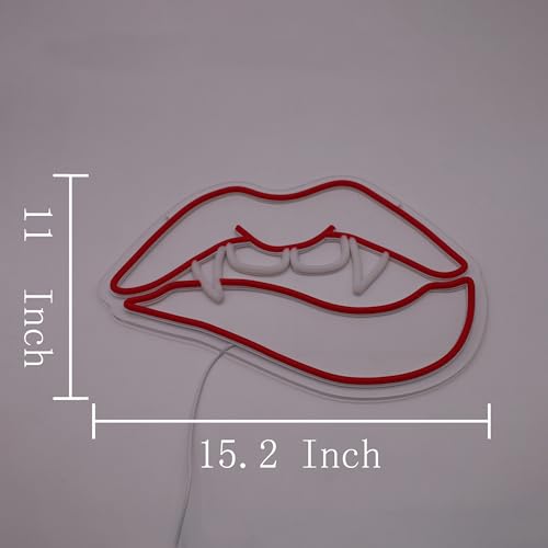 Vampire Fangs Lip Neon Sign - Red Halloween Wall Decor, Man Cave, Party, Birthday Gift