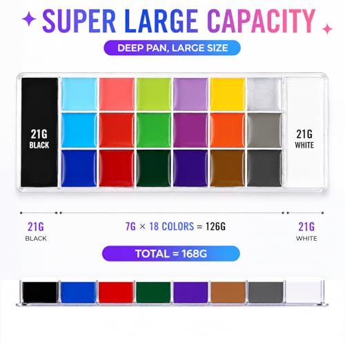 Face & Body Paint Oil Palette with 10 Brushes - Halloween Cosplay Kit