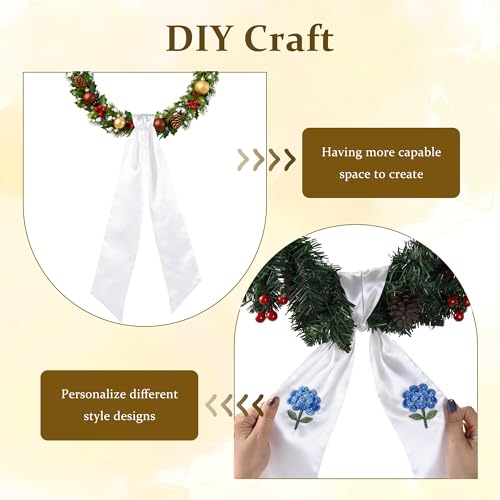 White Satin Wedding Sash Set - 2 Pieces Monogram Party Christmas Halloween Decor
