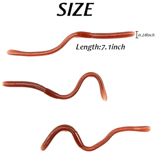 Fake Earthworm Set - 7.1 Inch Soft Stretchy Rubber Worms for Halloween & Pranks, Pack of 2