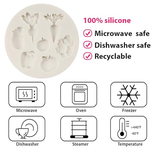 Vegetable Silicone Fondant Mold Set - Radish, Tomato, Eggplant, Cabbage - Style G