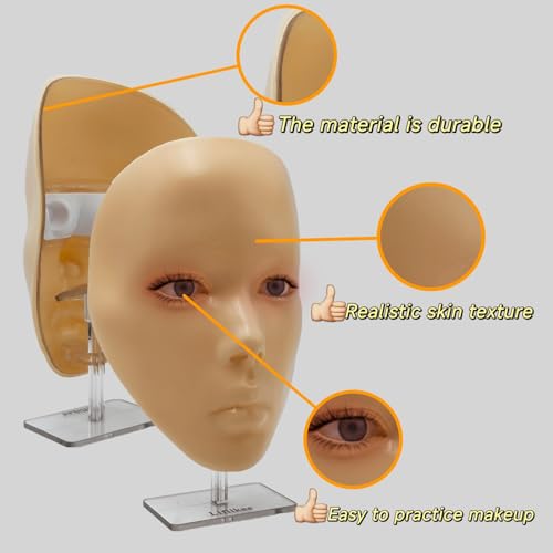 Makeup Practice Face Mannequin Silicone Full Face - Reusable for Artists, C01