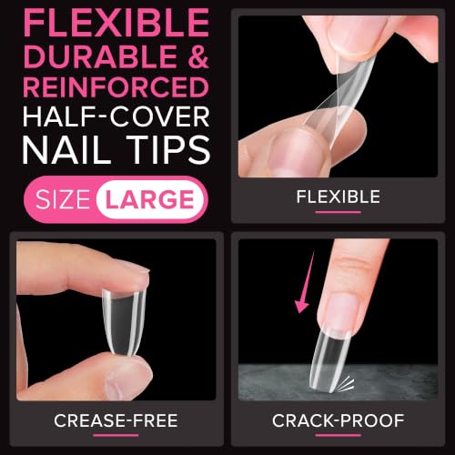 Clear Nail Tips for Gel & Acrylic Nails - 500 Pieces, 10 Sizes