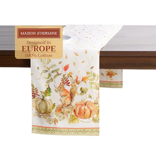 Pumpkin Passion Double Layer Cotton Table Runner 14.5 x 108 Inches - Fall & Holiday Decor